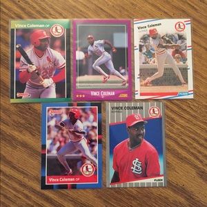 St. Louis Cardinals lot of 5 Vince Coleman cards